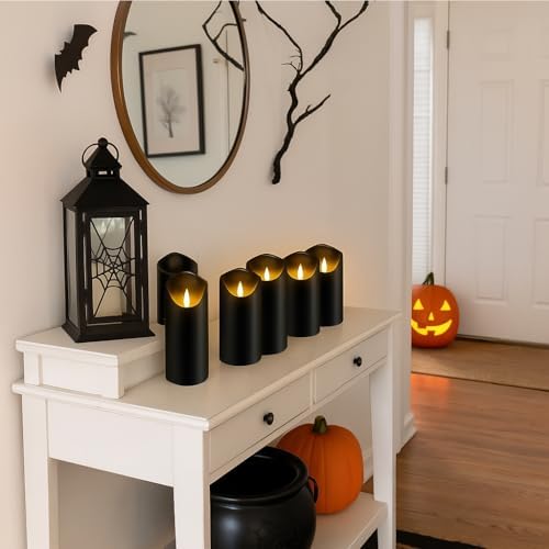 Set of 5 Black Flameless Candles with Battery and Remote