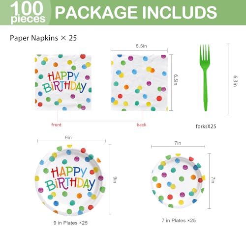 Zylarithon Happy Birthday Paper Plates Napkins Set