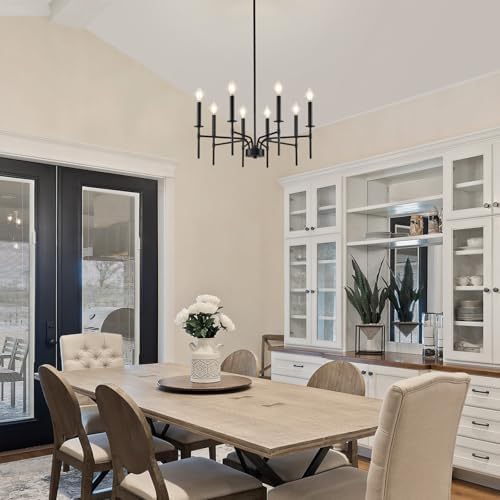 ZUYURT 8 Light Black Chandelier for Modern Farmhouse Dining Room