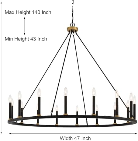 ACROMA 47In Farmhouse 16Light Wagon Wheel Candle Chandelier