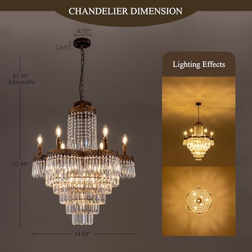 TOCHIC 13 Lights Crystal Chandelier for Living Room and Bedroom