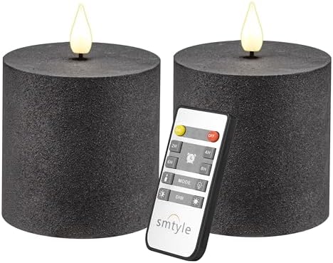 Smtyle Flameless Candles LED Battery Operated 3 x 3 Set of 2