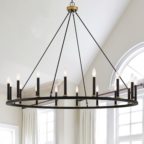 ACROMA 47In Farmhouse 16Light Wagon Wheel Candle Chandelier