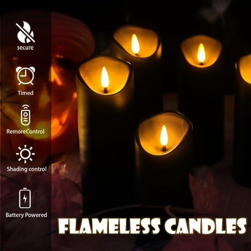 Set of 5 Black Flameless Candles with Battery and Remote
