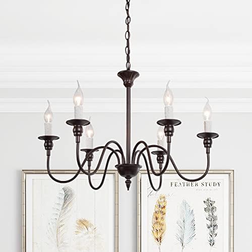 Overstock Moden Farmhouse 6-Light Metal Chandelier Ceiling Pendant