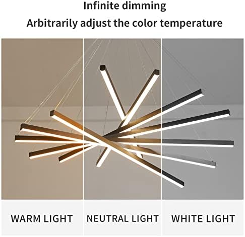 JAYMP Modern Dimmable Pendant Light Chandelier for High Ceilings Black 7-Lights