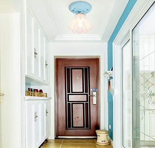Pastoral Floral Ceiling Light Flush Mount 1-Light Blue E27
