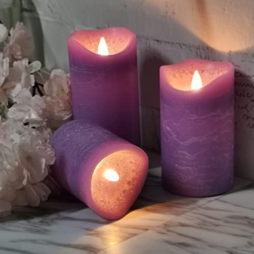 EZiGarden Battery Operated LED Flameless Pillar Candles with Timer and Remote Control 3Pack