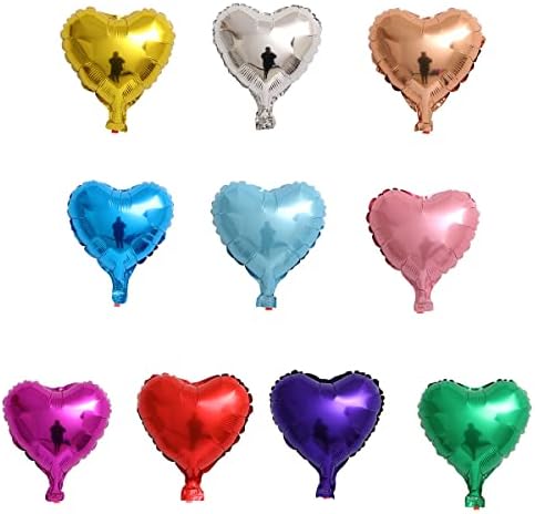 20 Pack Rainbow Heart Shaped Foil Balloons 5 Inches