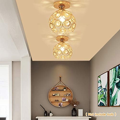 Gold Mini Chandelier Light Fixture with Crystal Shade