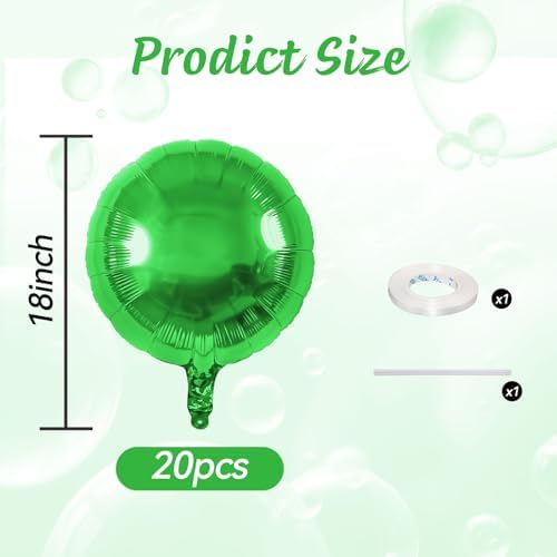 20PCS Green Round Foil Balloons for Party Decorations