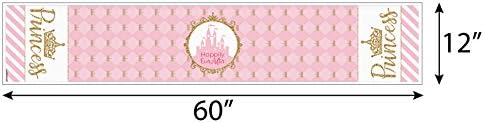 Little Princess Crown Paper Table Runner - 12 x 60 Inches Pink Gold