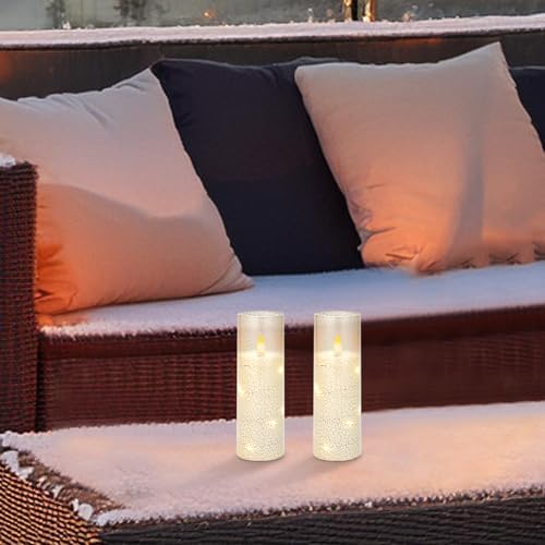 Snow Themed Flameless LED Candles with Remote Control and Timer