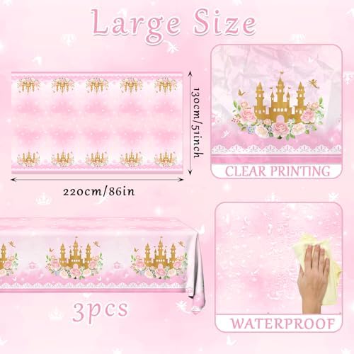 3 Pack Princess Tablecloths Birthday Decorations