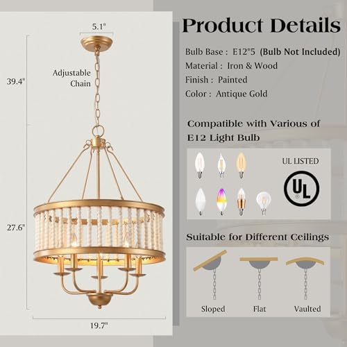 Boho 5-Light Drum Pendant Chandelier
