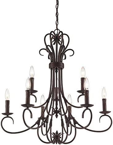 Golden Lighting 8606-CN9 RBZ Homestead Nine Light Candelabra Chandelier