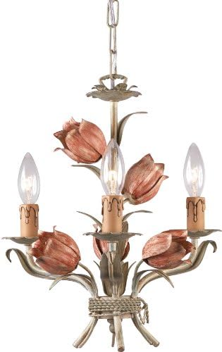 Crystorama Southport 3 Light Chandelier in Sage and Rose
