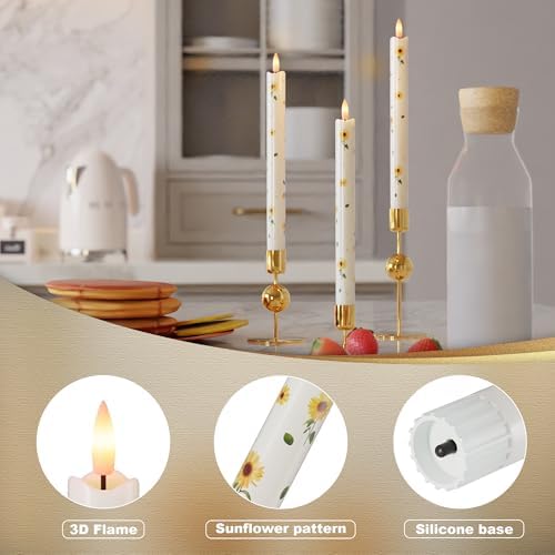 Sunflower Flameless Taper Candles 3-Pack Set