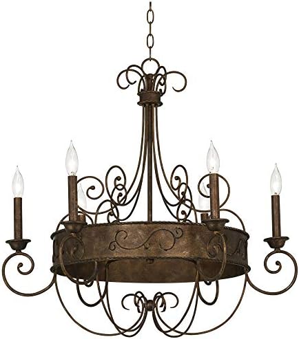 Franklin Iron Works Rust Bronze Chandelier 6 Light 30 Inch Wide