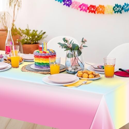 3 Pack Rainbow Tablecloths - 54x108 Inches