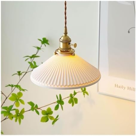 Modern White Ceramic Pendant Light with Bronze Finish