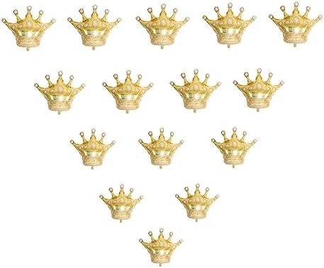 15Pcs Mini Crown Foil Balloons Gold Party Decorations