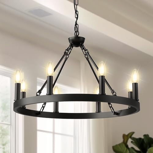 L LOHAS LED Wagon Wheel Chandelier 8-Lights 23in