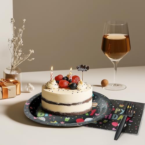 96 Pcs Birthday Plates and Napkins Set for 24 Guests