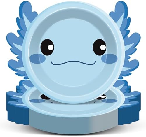 60Pcs Blue Axolotl Shaped Party Plates for Kids Birthday Baby Shower