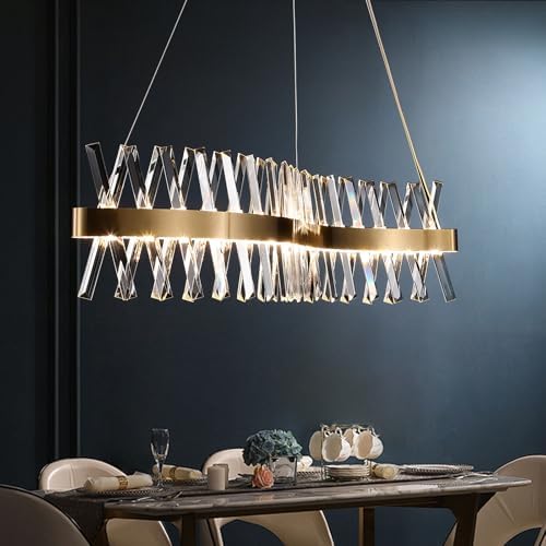 Modern LED Gold Crystal Chandelier 40 Flush Mount Light Fixture