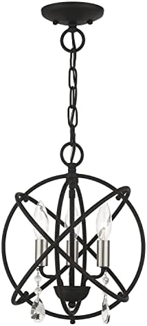 Livex Aria Convertible Chandelier 3 Light Black