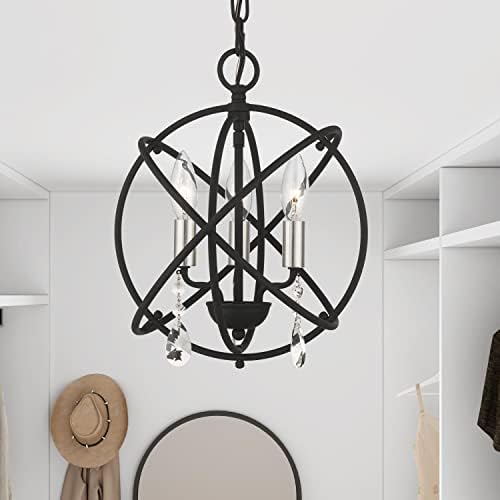 Livex Aria Convertible Chandelier 3 Light Black