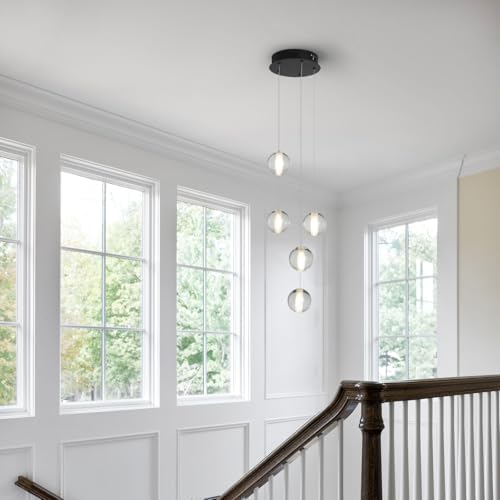 Modern Black 5 Light Crystal Chandelier with Raindrop Design