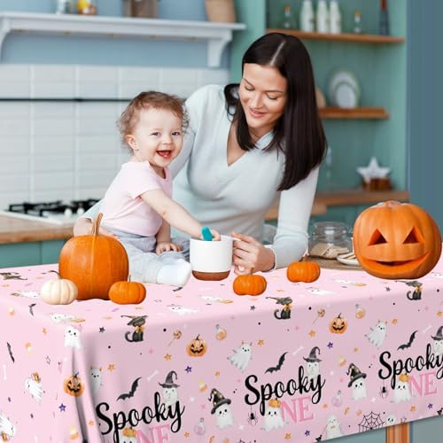 Spooky One Birthday Tablecloths 3PCS Pink Halloween Decorations