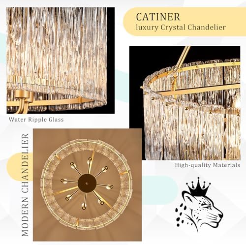Gold Drum Chandelier 244 8-Light Crystal Ceiling Light