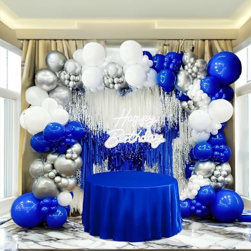 Pearl Royal Blue and White Gold Balloon Garland Arch Kit