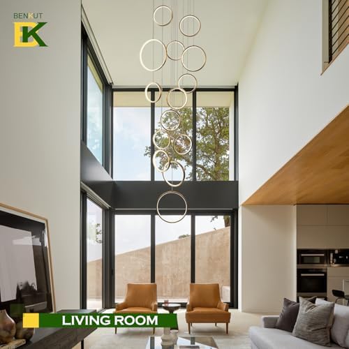 14 Ring Modern LED Chandelier for High Ceiling Entryway