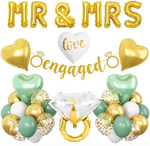 Sage Green and Gold Engagement Party Decor Set