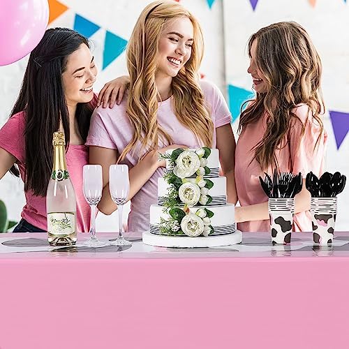 Buryeah 3 Pcs Pink Cow Table Cover Set