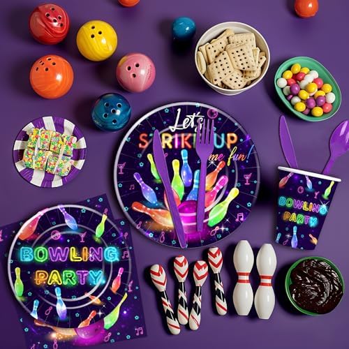 Bowling Party Plates Set for 24 Guests