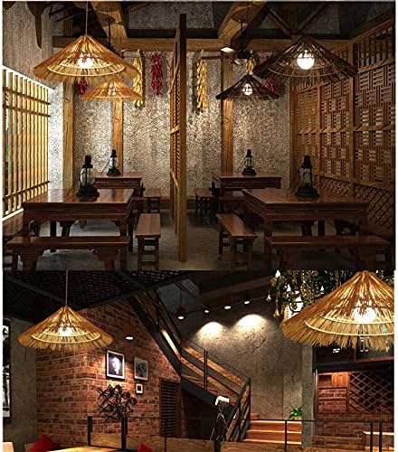 Natural Rattan Chandelier Lampshade with E26 Base