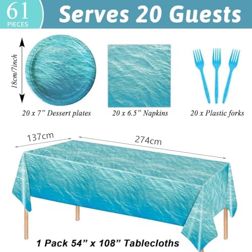 Ocean Sea Birthday Party Tableware Set for 20 Guests