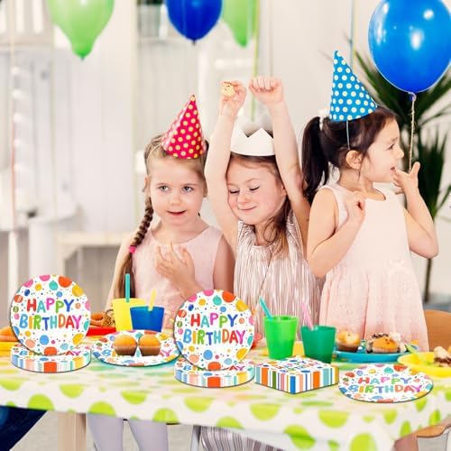 40PCS Happy Birthday Plates and Napkins Set