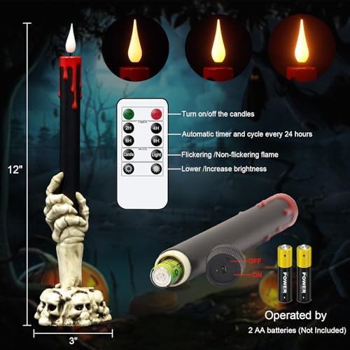 DRomance Flameless Taper Candles with Remote Timer 2 Pack