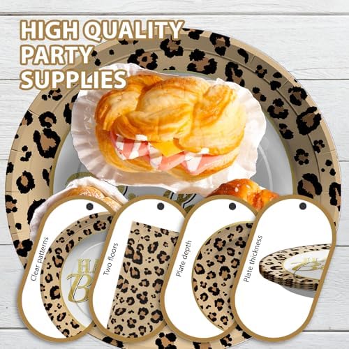 Grencian 96 Pcs Cheetah Print Party Plates and Napkins