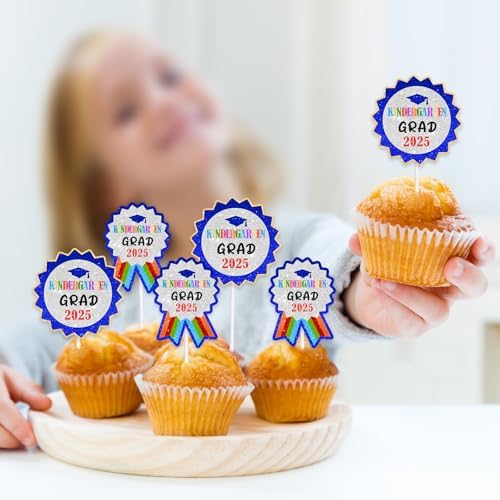 2025 Kindergarten Graduation Cupcake Toppers Set