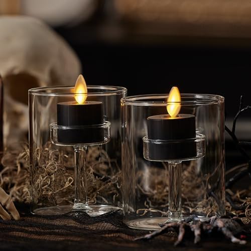 Luminara Set of 2 Black Matte LED Tea Lights
