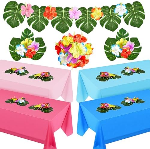 Oudain 76 Pcs Tropical Beach Party Decorations Set