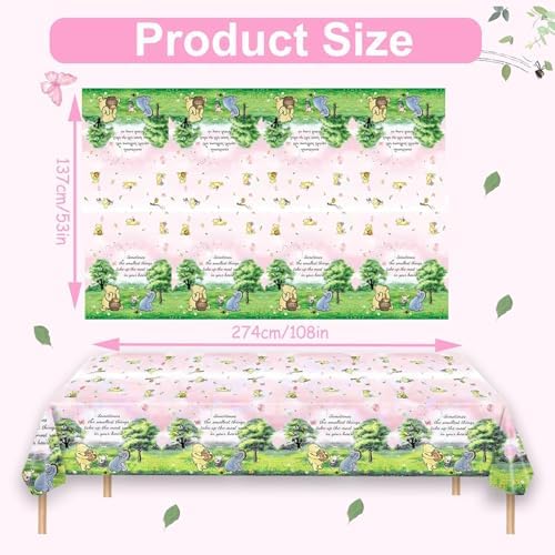 12PCS Pink Winnie Bear Tablecloth Baby Shower Decor