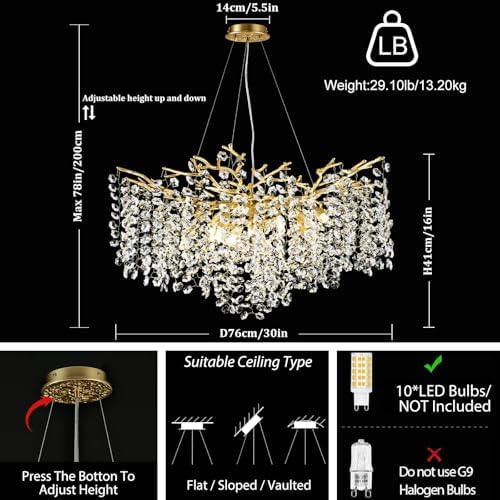Modern Gold Crystal Chandelier for Dining Room